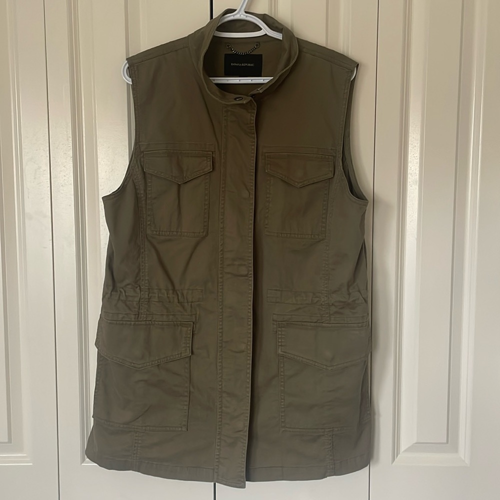 Banana Republic Twill Military Khaki Vest
